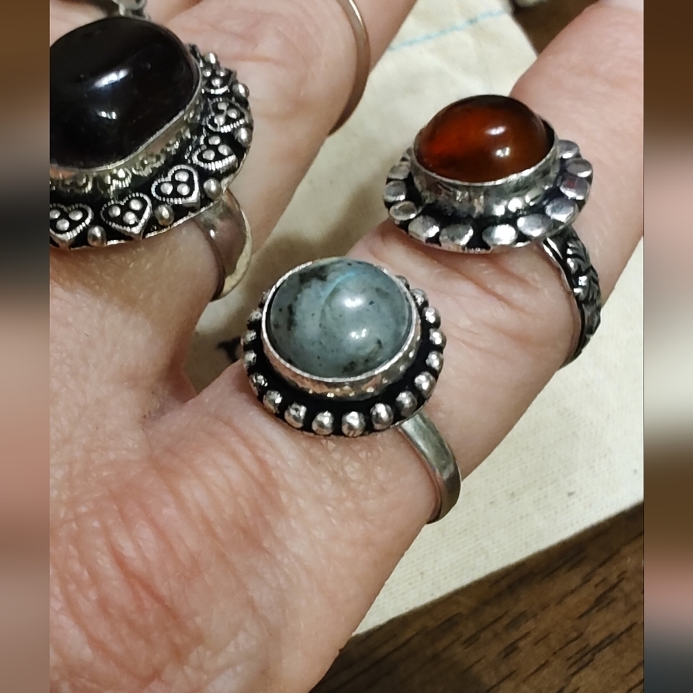 Labradorite Ring Size 8.5 Alloy - Picture 2 of 13